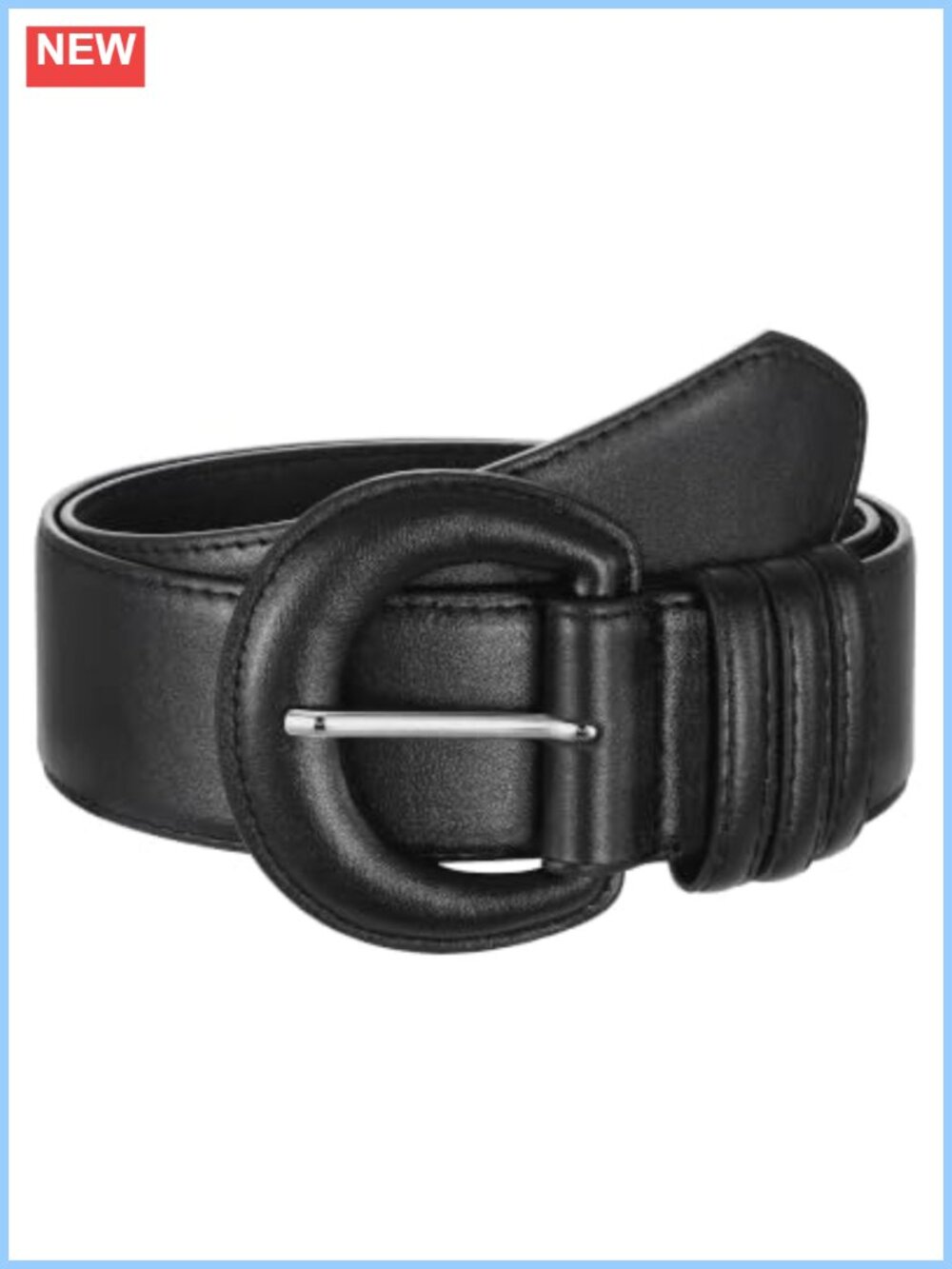 Wide Faux Leather Chunky Belt Adjustable Retro Buckle